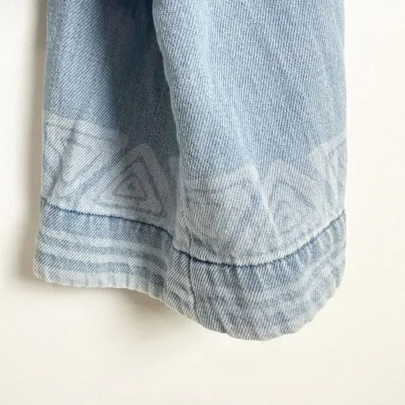 CLOTH & STONE Wrap Crop Top Large Blue Denim Tie Long Flared Sleeve Aztec - Picture 8 of 10